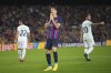 Barcelona's Robert Lewandowski reacts after missing a chance during the Champions League Group C soccer match between Barcelona and Inter Milan at the Camp Nou stadium in Barcelona , Spain, Wednesday, Oct. 12, 2022. (AP Photo/Emilio Morenatti)