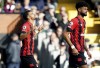 Bournemouth's Dominic Solanke celebrates scoring the opening goal during the English Premier League soccer match between Fulham and Bournemouth, at Craven Cottage, London, Saturday, Oct, 15, 2022. (Adam Davy/PA via AP)