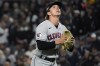Cleveland Guardians relief pitcher James Karinchak reacts as he leaves the game against the New York Yankees during the seventh inning of Game 5 of an American League Division baseball series, Tuesday, Oct. 18, 2022, in New York. (AP Photo/John Minchillo)