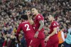Liverpool's Darwin Nunez celebrates after scoring his side's first goal during the English Premier League soccer match between Liverpool and West Ham United at Anfield stadium in Liverpool, England, Wednesday, Oct. 19, 2022. (AP Photo/Jon Super)