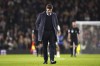 Aston Villa manager Steven Gerrard looks dejected after the English Premier League soccer match between Fulham and Aston Villa at Craven Cottage in London, Thursday, Oct. 20, 2022. (John Walton/PA via AP)