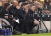 Aston Villa manager Steven Gerrard, center, looks on during the English Premier League soccer match between Fulham and Aston Villa at Craven Cottage in London, Thursday, Oct. 20, 2022. (John Walton/PA via AP)