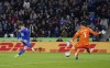 Leicester City's Harvey Barnes scores during the English Premier League soccer match at the King Power Stadium, Leicester, England, Thursday Oct. 20, 2022. (Nick Potts/PA via AP)