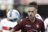 FILE - Salernitana's Franck Ribery keeps his eyes on the ball scoring during the Serie A soccer match between Salernitana and Genoa, at the Arechi stadium in Salerno, Italy, on Oct. 2, 2021. Former France winger Franck Ribéry ended his 22-year career on Friday, Oct. 21, 2022, because of insurmountable knee problems. The 39-year-old Ribéry, who played for France in the 2006 World Cup final and won the Champions League with Bayern Munich in 2013, announced the decision in a video posted on social media, where the Salernitana player also thanked his family and the fans.(Alessandro Garofalo/LaPresse via AP)