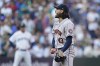 Houston Astros starting pitcher Lance McCullers Jr. (43) reacts after striking out Seattle Mariners catcher Cal Raleigh during the sixth inning in Game 3 of an American League Division Series baseball game Saturday, Oct. 15, 2022, in Seattle. (AP Photo/Abbie Parr)