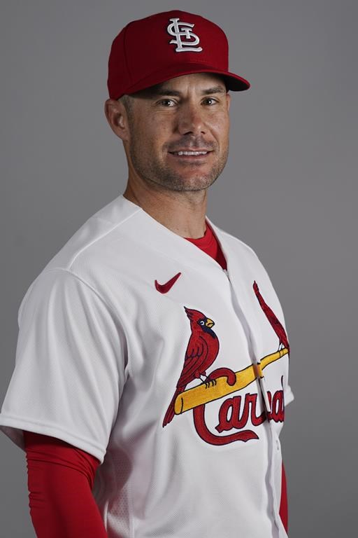 FILE - This is a 2022 photo of Skip Schumaker, bench coach of the St. Louis Cardinals baseball team. This image reflects the St. Louis Cardinals active roster on March 19, 2022, in Jupiter Fla., when this image was taken. Schumaker has been hired as manager of the Miami Marlins, a person with knowledge of the negotiations said on Tuesday, Oct. 25, 2022. The person spoke on condition of anonymity to The Associated Press because the team had yet to announce the deal. (AP Photo/Sue Ogrocki, File)