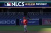 Philadelphia Phillies manager Rob Thomson carries a bat during practice ahead of Game 1 of the baseball NL Championship Series against the San Diego Padres, Monday, Oct. 17, 2022, in San Diego. THE CANADIAN PRESS/AP-Gregory Bull