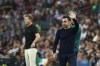 Barcelona's head coach Xavi Hernandez gestures during the Champions League Group C soccer match between Barcelona and Bayern Munich at the Camp Nou stadium in Barcelona, Spain, Wednesday, Oct. 26, 2022. (AP Photo/Joan Monfort)