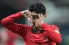 FILE - South Korea's Son Heung-min celebrates after scoring his side's opening goal during the friendly soccer match between South Korea and Cameroon at Seoul World Cup Stadium in Seoul, South Korea, Tuesday, Sept. 27, 2022. (AP Photo/Lee Jin-man, File)