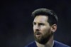 PSG's Lionel Messi reacts during the Champions League Group H soccer match between Paris Saint Germain and Maccabi Haifa, at the Parc des Princes stadium, in Paris, France, Tuesday, Oct. 25, 2022. (AP Photo/Christophe Ena)
