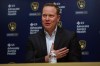 Milwaukee Brewers new President of Baseball Operations Matt Arnold talks at a news conference Thursday, Oct. 27, 2022, in Milwaukee. (AP Photo/Morry Gash)