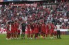 The Bayern Munich team salute the fans after the end of the Bundesliga soccer match between Bayern Munich and Mainz at the Allianz Arena in Munich, Germany, Saturday, Oct. 29, 2022. Bayern won the match 6-2. (AP Photo/Alexandra Beier)