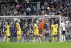 Everton goalkeeper Jordan Pickford saves a shot during the English Premier League soccer match between Fulham and Everton at Craven Cottage, in London, Saturday, Oct. 29, 2022. (Zac Goodwin/PA via AP)