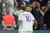 PSG's Neymar, left, celebrates with this teammate Lionel Messi after scoring his side's third goal during the French League One soccer match between Paris Saint-Germain and Troyes at the Parc des Princes in Paris, France, Saturday, Oct. 29, 2022. (AP Photo/Francois Mori)