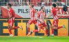 Berlin's Danilho Doekhi (l-r) celebrates with Sven Michel, Christopher Trimmel and Diogo Leite after his goal for 2:1 during the Bundesliga soccer match between Union Berlin and Borussia Moenchengladbach in Berlin, Germany, Sunday, Oct. 30, 2022. (Andreas Gora/dpa via AP)