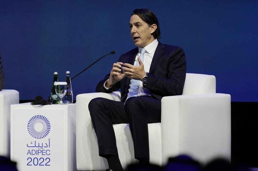The U.S. Envoy for Energy Affairs Amos Hochstein talks at the opening ceremony of the Abu Dhabi International Petroleum Exhibition & Conference in Abu Dhabi, United Arab Emirates, Monday, Oct. 31, 2022. Saudi Arabia and the United Arab Emirates defended on Monday a decision by OPEC and its allies to cut oil production, even as an American envoy warned of