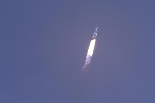 A SpaceX Falcon Heavy rocket lifts off from pad 39A at the Kennedy Space Center in Cape Canaveral, Fla., Tuesday, Nov. 1, 2022. (AP Photo/John Raoux)