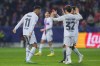 Barcelona's Ferran Torres, left, celebrates after scoring his side's second goal during the Champions League group C soccer match between Viktoria Plzen and FC Barcelona at the Doosan Arena in Plzen, Czech Republic, Tuesday, Nov. 1, 2022. (AP Photo/Petr David Josek)