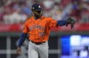 Houston Astros starting pitcher Cristian Javier leaves the game in the seventh inning in Game 4 of baseball's World Series between the Houston Astros and the Philadelphia Phillies on Wednesday, Nov. 2, 2022, in Philadelphia. (AP Photo/Matt Slocum)