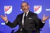FILE - Major League Soccer Commissioner Don Garber speaks in New York on Feb. 26, 2020. Garber said during the“State of the League” address Thursday, Nov. 3, 2022, that the league is in the process of finalizing deals to simulcast some games on linear television. MLS begins a groundbreaking 10-year partnership with Apple next season to broadcast all games. St. Louis CITY SC will debut as the league’s 29th team with an announcement on the 30th expected by the middle of 2023. San Diego and Las Vegas are the two frontrunners for the latest team. (AP Photo/Richard Drew, File)