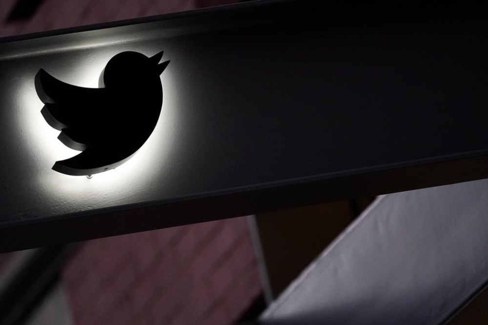 FILE - The Twitter logo is seen on the awning of the building that houses the Twitter office in New York, Wednesday, Oct. 26, 2022. Employees were bracing for widespread layoffs at Twitter Friday, Nov. 4, as new owner Elon Musk overhauls the social platform. (AP Photo/Mary Altaffer,file)