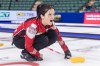 Team Canada skip Kerri Einarson shouts directions to her teammates in the bronze medal game against Team Sweden at CN Centre during the Women's World Curling in Prince George, B.C., on Sunday, March 27, 2022.&nbsp;Einarson broke open a close game with four points in the eighth end of a 9-3 victory over Japan's Satsuki Fujisawa at the Pan Continental Curling Championships. THE CANADIAN PRESS/James Doyle