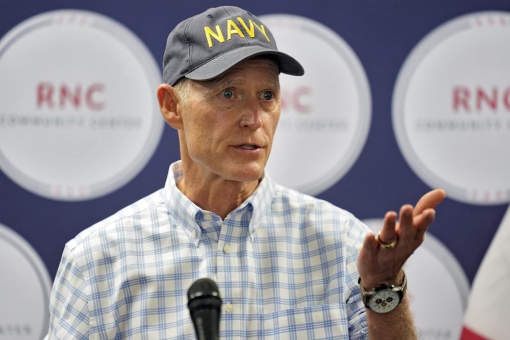U.S. Sen. Rick Scott, R-Fla., gestures as he speaks during a Get Out To Vote rally Tuesday, Oct. 18, 2022, in Tampa, Fla. (AP Photo/Chris O'Meara)