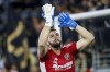 Los Angeles FC goalkeeper Maxime Crepeau gestures to fans as he warms up for an MLS playoff soccer match against the LA Galaxy, in Los Angeles, Thursday, Oct. 20, 2022. nbsp;Canadian international goalkeeper Maxime Crepeau underwent successful Sunday today to repair a fracture of his right leg suffered in extra time of Los Angeles FC’s MLS Cup victory. THE CANADIAN PRESS/AP-Ringo H.W. Chiu