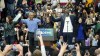 Former President Barack Obama, second from left, campaigns for Michigan Gov. Gretchen Whitmer, left, Secretary of State Jocelyn Benson, Lt. Gov. Garlin Gilchrist II, and Attorney General Dana Nessel, right, during a rally, Saturday, Oct. 29, 2022, in Detroit. (AP Photo/Carlos Osorio)