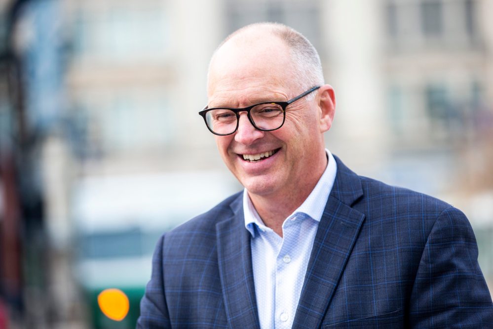 MIKAELA MACKENZIE / WINNIPEG FREE PRESS
Mayoral candidate Scott Gillingham said Thursday he would jump-start existing plans to get Winnipeg Transit buses off Graham Avenue to spark new development.