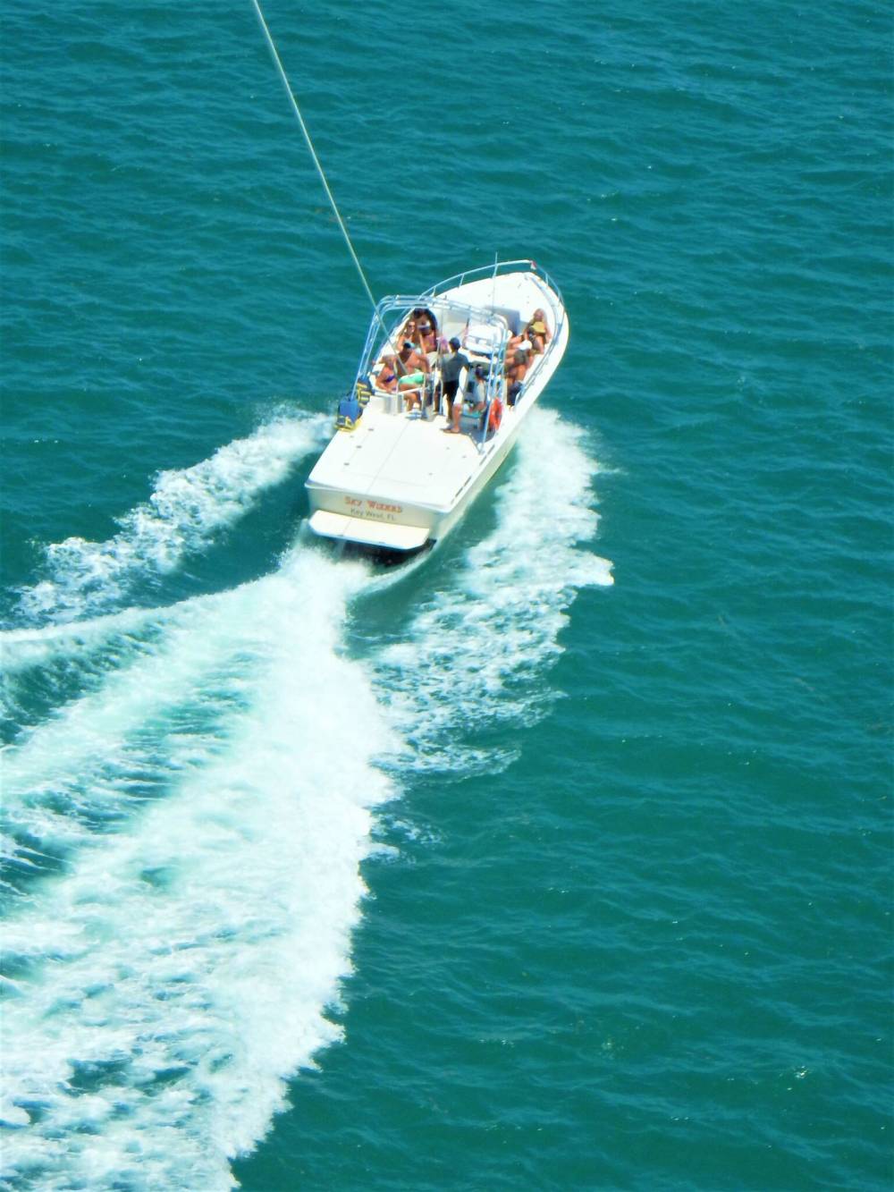 The parasail boat from above.