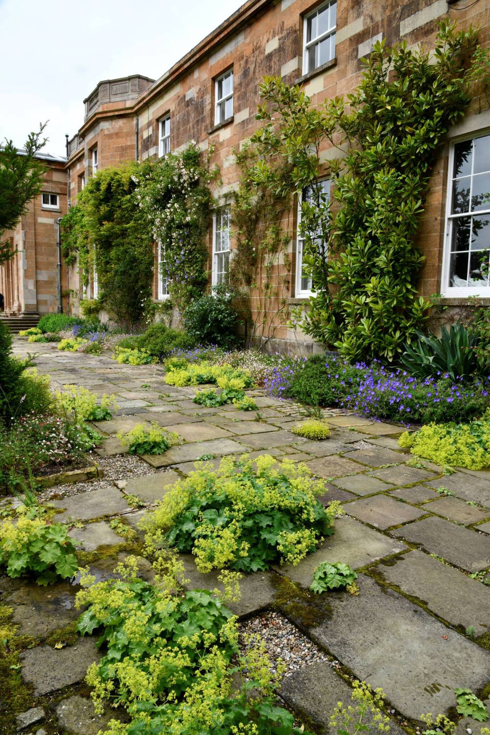 The stone terrace at Hillsborough Castle an official royal residence in Northern Ireland, is interspersed with creatively planted pockets of perennials.