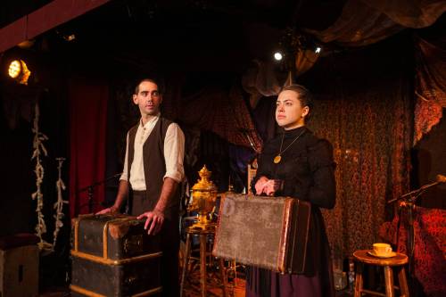 SUPPLIED
                                At the heart of Old Stock: A Refugee Love Story are Chaim and Chaya, who meet in a line at immigration, played by actors who are also members of the play&rsquo;s band, woodwind-player Eric Da Costa and violinist Shaina Silver-Baird, respectively.
