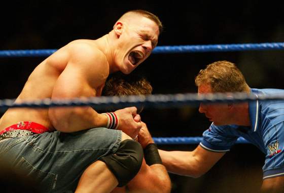 MARC GALLANT / WINNIPEG FREE PRESS FILESWWE Wrestling at Winnipeg Arena. John Cena (left) and Chris Benoit. September 27, 2003.
