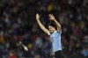 FILE - Uruguay's Edinson Cavani celebrates after scoring after a penalty shot during a friendly soccer match against Panama at Centenario Stadium in Montevideo, Uruguay, Saturday, June 11, 2022. The team played its last game before going to the World Cup in Qatar. (AP Photo/Matilde Campodonico, File)