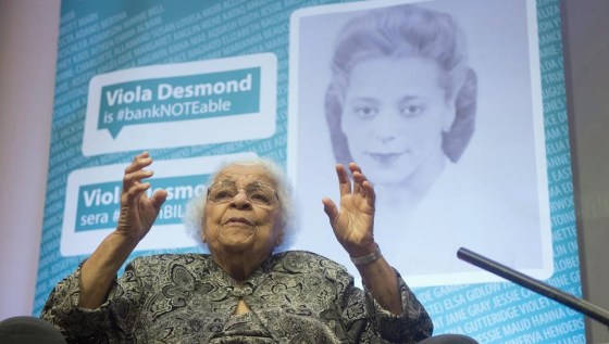 The late Wanda Robson speaks about her sister, civil rights activist Viola Desmond, in 2016. (Adrian Wyld / The Canadian Press files)