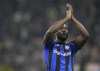 Inter Milan's Romelu Lukaku celebrates after scoring his side's fourth goal during the Champions League, Group C soccer match between Inter Milan and Viktoria Plzen at the San Siro stadium in Milan, Italy, Wednesday, Oct. 26, 2022. (AP Photo/Luca Bruno)