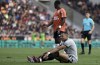 PSG's Kylian Mbappe reacts during the French League One soccer match between FC Lorient and Paris Saint-Germain at the Moustoir stadium in Lorient, western France, Sunday, Nov. 6, 2022. (AP Photo/Jeremias Gonzalez)