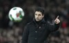 Arsenal's manager Mikel Arteta during the English League Cup third round soccer match between Arsenal and Brighton and Hove Albion at the Emirates stadium in London, Wednesday, Nov. 9, 2022. (AP Photo/Kirsty Wigglesworth)
