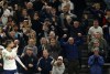 Tottenham's Rodrigo Bentancur celebrates after scoring his side's third goal during the English Premier League soccer match between Tottenham Hotspur and Leeds United at Tottenham Hotspur Stadium in London, Saturday, Nov. 12, 2022. (AP Photo/David Cliff)