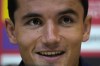 Spain's soccer team player Hugo Guillamon speaks during a press conference in Las Rozas, just outside Madrid, Spain, Tuesday, Nov. 15, 2022. The team will travel to Jordan for a friendly match on Thursday and then onto Qatar to participate in the World Cup. (AP Photo/Paul White)