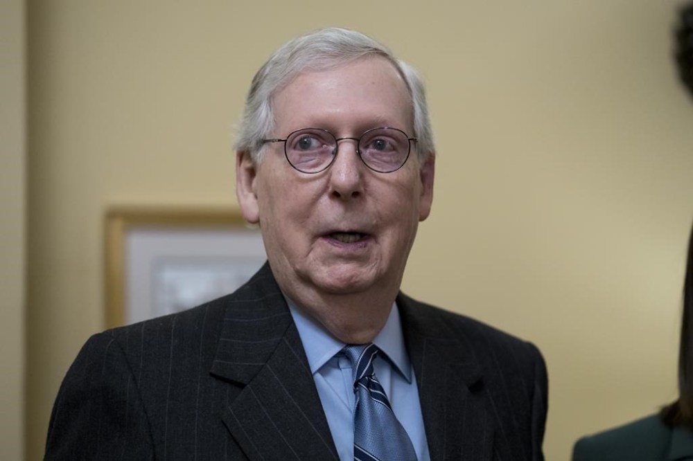 Senate Minority Leader Mitch McConnell, R-Ky., makes a statement as he welcomes newly-elected Senate Republicans, at the Capitol in Washington, Tuesday, Nov. 15, 2022. (AP Photo/J. Scott Applewhite)