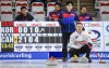 Canada skip Brad Gushue, left, directs his teammates as Korea skip Jeong Byeongjin looks on during the men's gold medal game against Korea at the Pan Continental Curling Championships in Calgary on November 6, 2022. THE CANADIAN PRESS/Jeff McIntosh