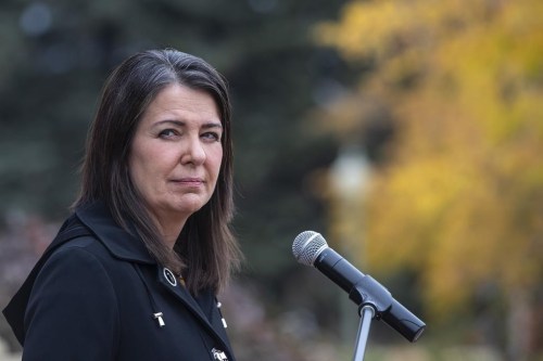 Alberta Premier Danielle Smith speaks at a press conference, in Edmonton, on Monday October 24, 2022.&nbsp;The Alberta government has, for the second time in a decade, fired the governing board of its health service and replaced it with an administrator. Smith says Dr. John Cowell will take over the duties of the Alberta Health Services board immediately.THE CANADIAN PRESS/Jason Franson