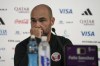 Qatar's head coach Felix Sanchez listens to a question during a press conference, in Doha, Qatar, Saturday, Nov. 19, 2022 . Qatar will play in the opening match against Ecuador on Sunday. (AP Photo/Ariel Schalit)