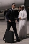 Cristiano Ronaldo of Portugal's national soccer team arrives at Hamad International airport in Doha, Qatar, Friday, Nov. 18, 2022 ahead of the upcoming World Cup. Portugal will play the first match in the World Cup against Ghana on Nov. 23. (AP Photo/Hassan Ammar)