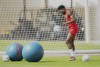Canada defender Alphonso Davies kicks the ball during practice ahead of the World Cup in Doha, Qatar on Saturday, November 19, 2022.Davies says he is good to go Wednesday for Canada's World Cup opener despite a hamstring strain suffered playing for Bayern Munich. THE CANADIAN PRESS/Nathan Denette