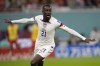 Tim Weah of the United States, celebrates after scoring during the World Cup, group B soccer match between the United States and Wales, at the Ahmad Bin Ali Stadium in in Doha, Qatar, Monday, Nov. 21, 2022. (AP Photo/Darko Vojinovic)