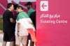 Mexico fans stand near a ticketing center for the upcoming Qatar 2022 FIFA World Cup in Doha, Saturday, Nov. 19, 2022. (AP Photo/Eugene Hoshiko)