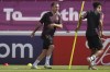 Germany's Mario Goetze warms up during a training session at the Al-Shamal stadium on the eve of the group E World Cup soccer match between Germany and Japan, in Al-Ruwais, Qatar, Tuesday, Nov. 22, 2022. Germany will play the first match against Japan on Wednesday, Nov. 23. (AP Photo/Matthias Schrader)
